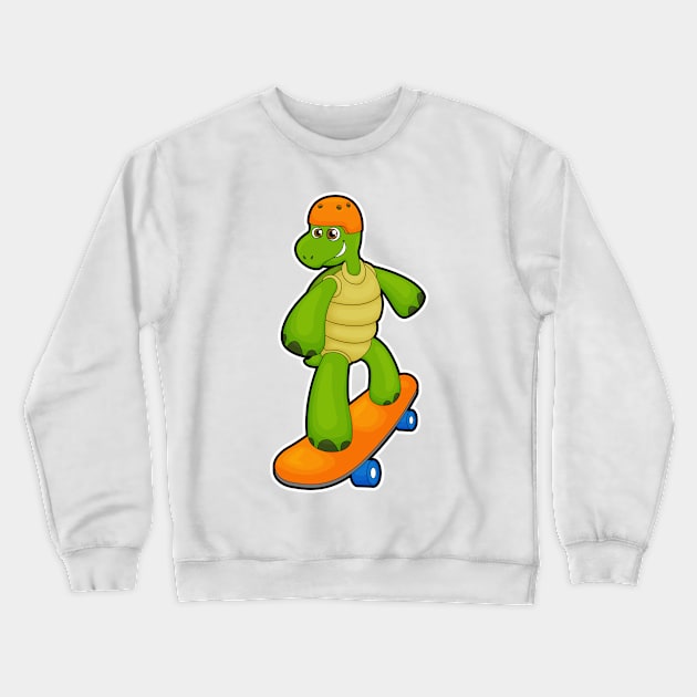 Turtle as Skateboarder with Skateboard & Helmet Crewneck Sweatshirt by Markus Schnabel